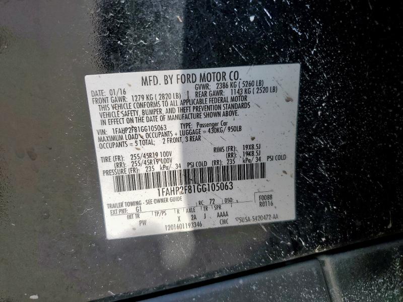 2016 FORD TAURUS LIM 1FAHP2F81GG105063
