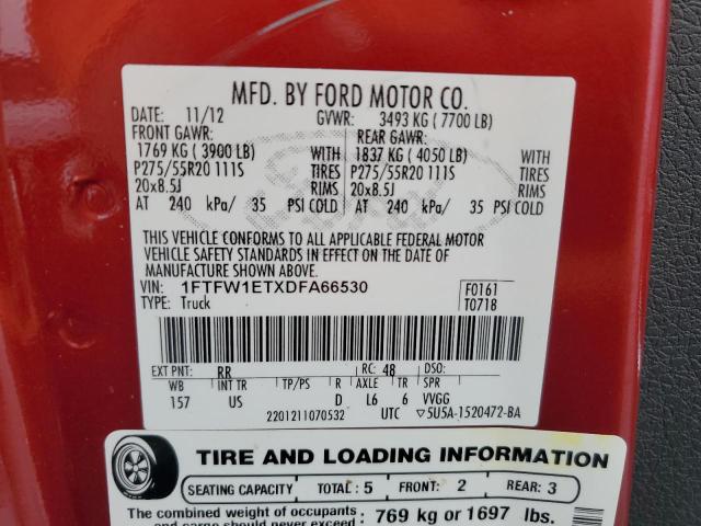 2013 FORD F150 SUPER - 1FTFW1ETXDFA66530