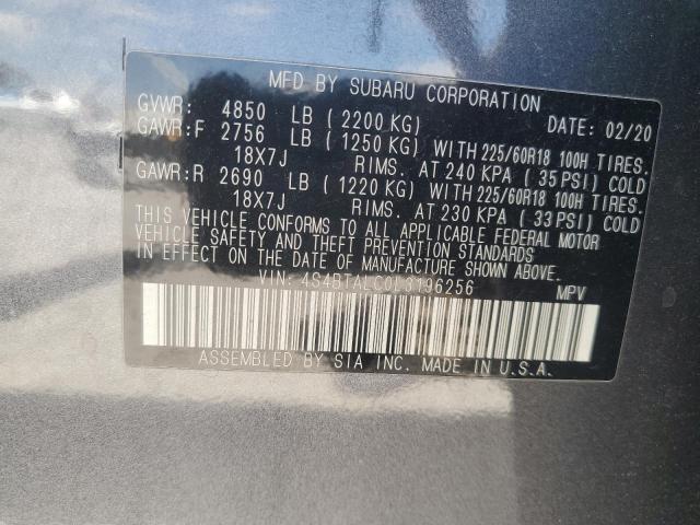 2020 SUBARU OUTBACK LI 4S4BTALC0L3196256