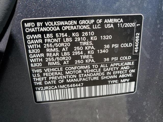 2021 VOLKSWAGEN ATLAS SE 1V2JR2CA1MC546447