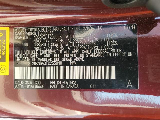 2015 LEXUS RX 350 BAS 2T2BK1BA3FC255010