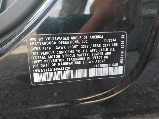 2015 VOLKSWAGEN PASSAT S 1VWAT7A31FC043120