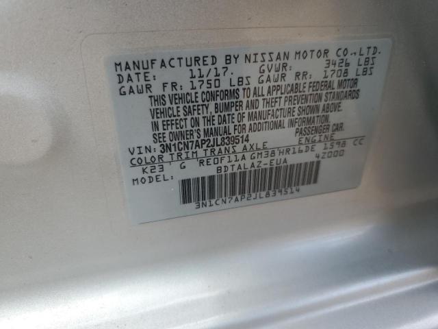 2018 NISSAN VERSA S 3N1CN7AP2JL839514