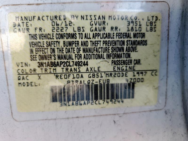 2012 NISSAN SENTRA 2.0 - 3N1AB6AP2CL749244