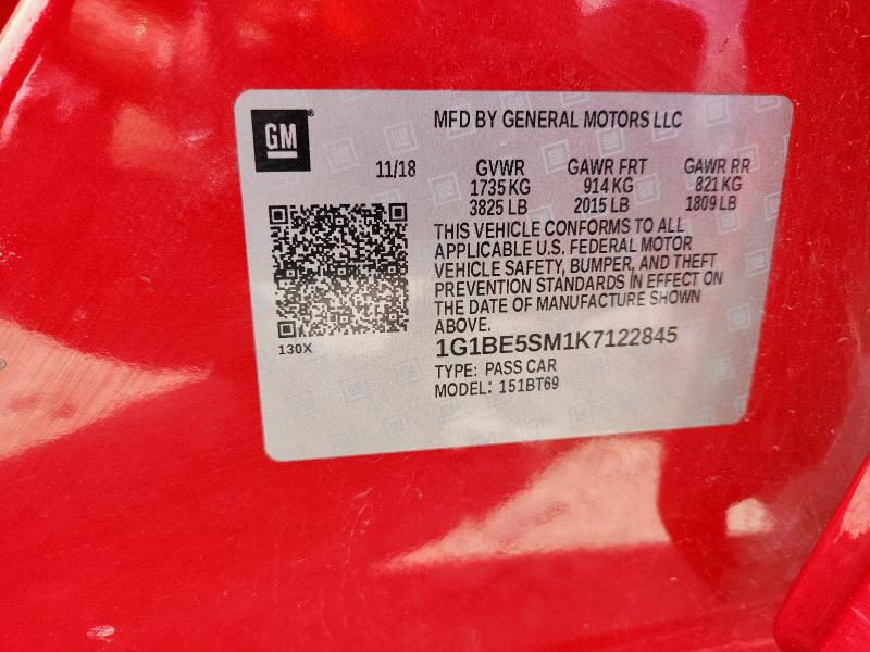 2019 CHEVROLET CRUZE LT 1G1BE5SM1K7122845