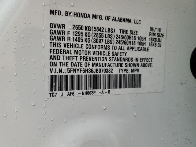 2018 HONDA PILOT EX 5FNYF6H36JB070382