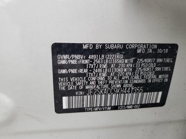 2019 SUBARU FORESTER - JF2SKACC9KH441355