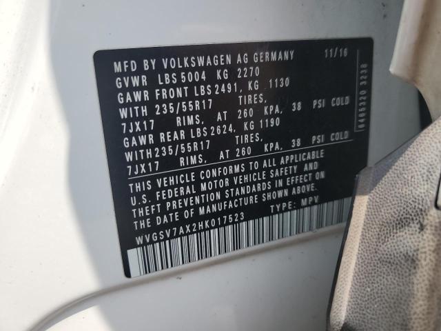 2017 VOLKSWAGEN TIGUAN WOL WVGSV7AX2HK017523