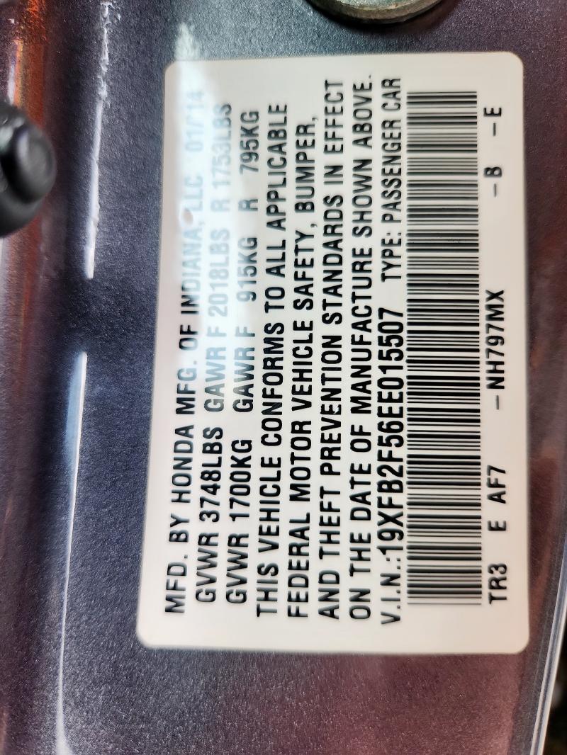2014 HONDA CIVIC - 19XFB2F56EE015507
