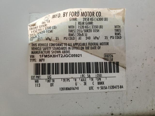 2018 FORD EXPLORER PLATINUM 1FM5K8HT2JGC05921