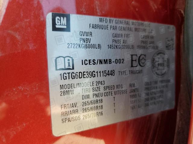 2016 GMC CANYON SLT 1GTG6DE39G1115448