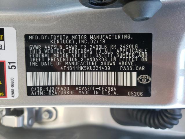 2019 TOYOTA CAMRY L - 4T1B11HK5KU221439