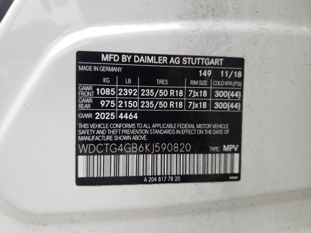 2019 MERCEDES-BENZ GLA 250 4M WDCTG4GB6KJ590820