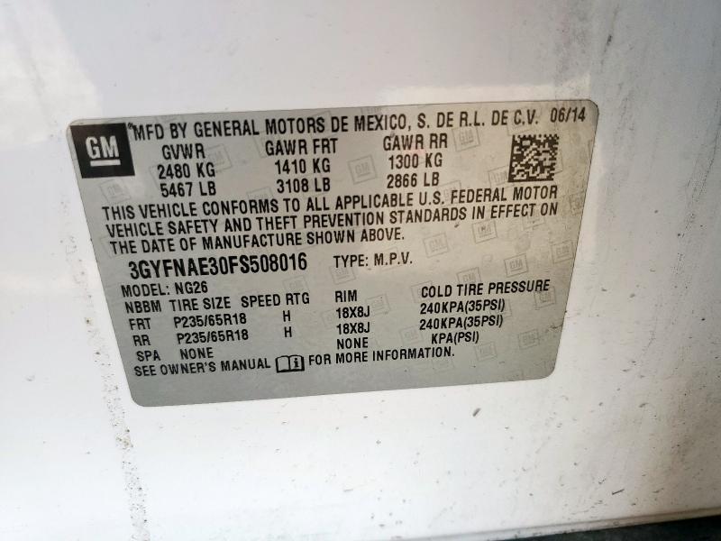 2015 CADILLAC SRX 3GYFNAE30FS508016