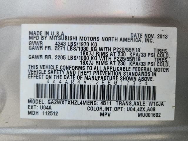 2014 MITS OUTLANDER SPORT SE - 4A4AR4AU2EE017324