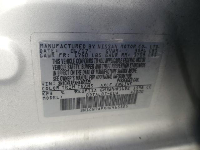 2017 NISSAN VERSA S 3N1CN7APXHK465525