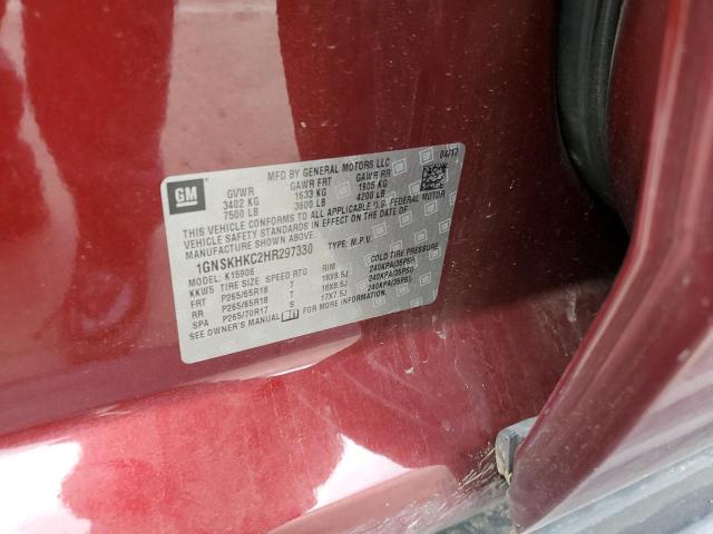 2017 CHEVROLET SUBURBAN K 1GNSKHKC2HR297330