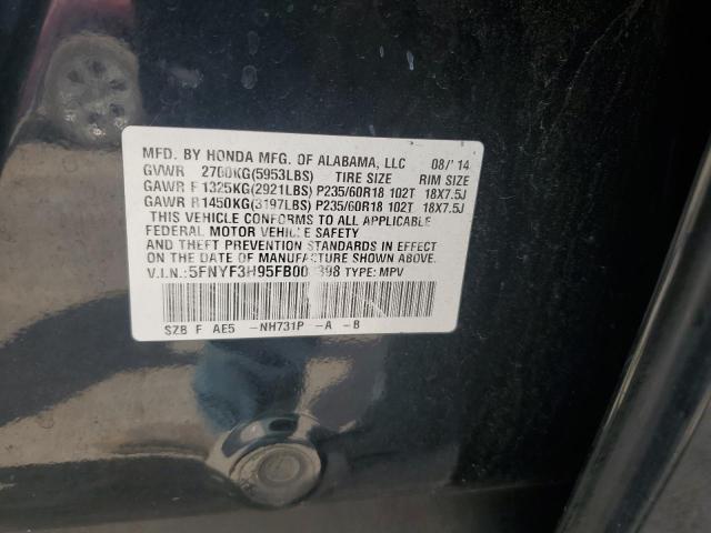 2015 HONDA PILOT TOUR 5FNYF3H95FB008398