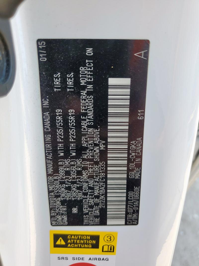 2015 LEXUS RX 350 2T2ZK1BA2FC181335