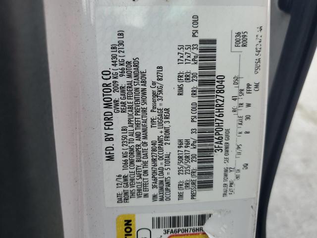 2017 FORD FUSION SE 3FA6P0H76HR278040
