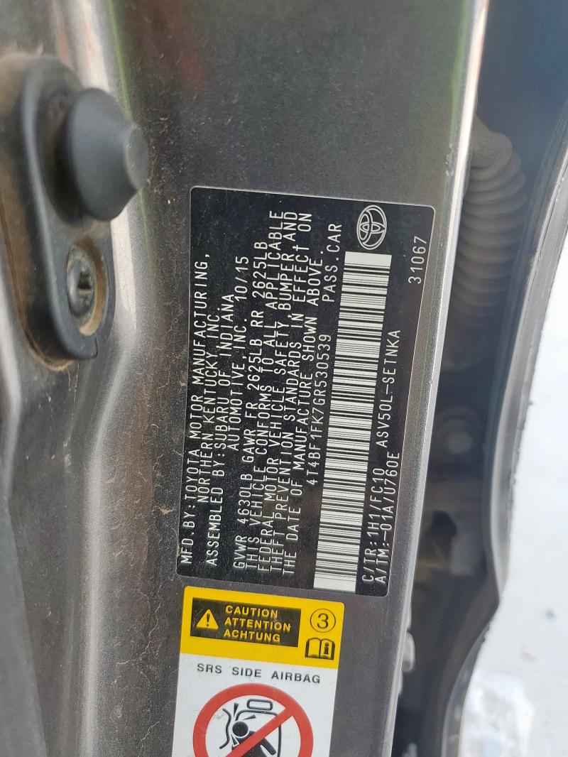 2016 TOYOTA CAMRY LE 4T4BF1FK7GR530539