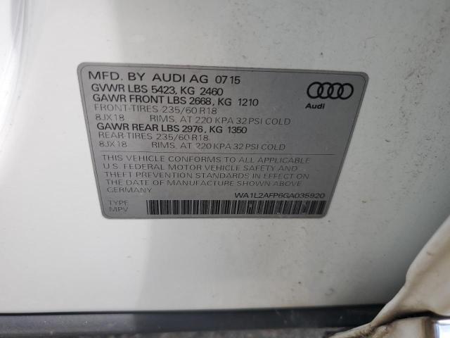 2016 AUDI Q5 PREMIUM WA1L2AFP6GA035920