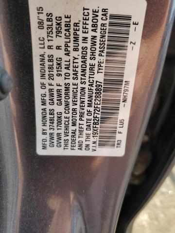 2015 HONDA CIVIC SE 19XFB2F72FE288897