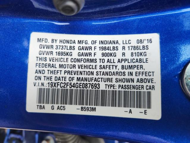 2016 HONDA CIVIC LX - 19XFC2F54GE087693