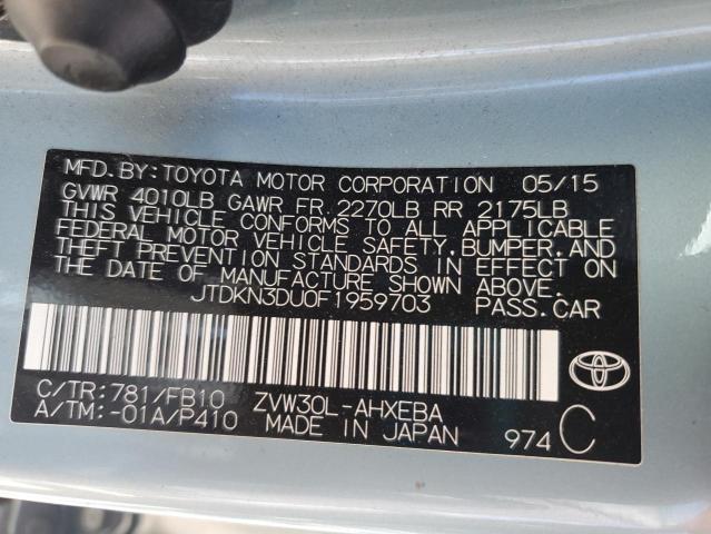 2015 TOYOTA PRIUS - JTDKN3DU0F1959703