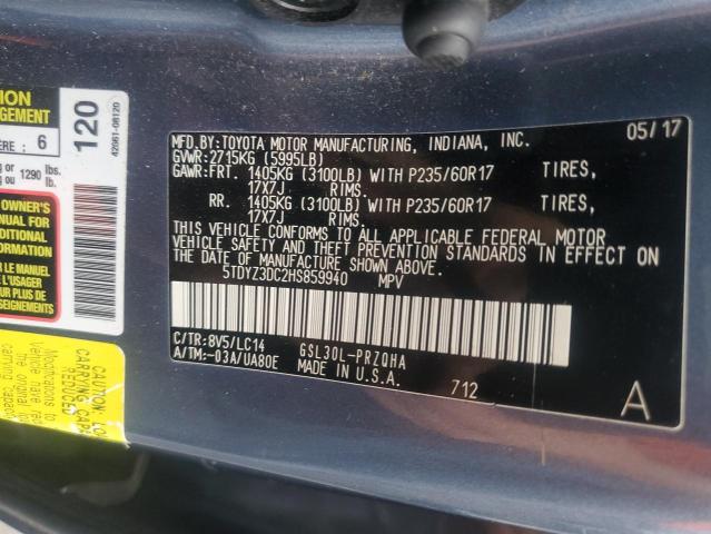 2017 TOYOTA SIENNA XLE 5TDYZ3DC2HS859940