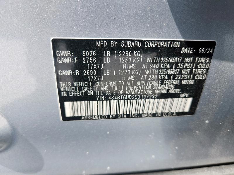 2025 SUBARU OUTBACK WI 4S4BTGUD2S3107232
