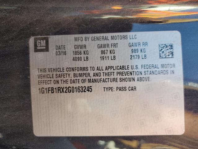 2016 CHEVROLET CAMARO LT 1G1FB1RX2G0163245