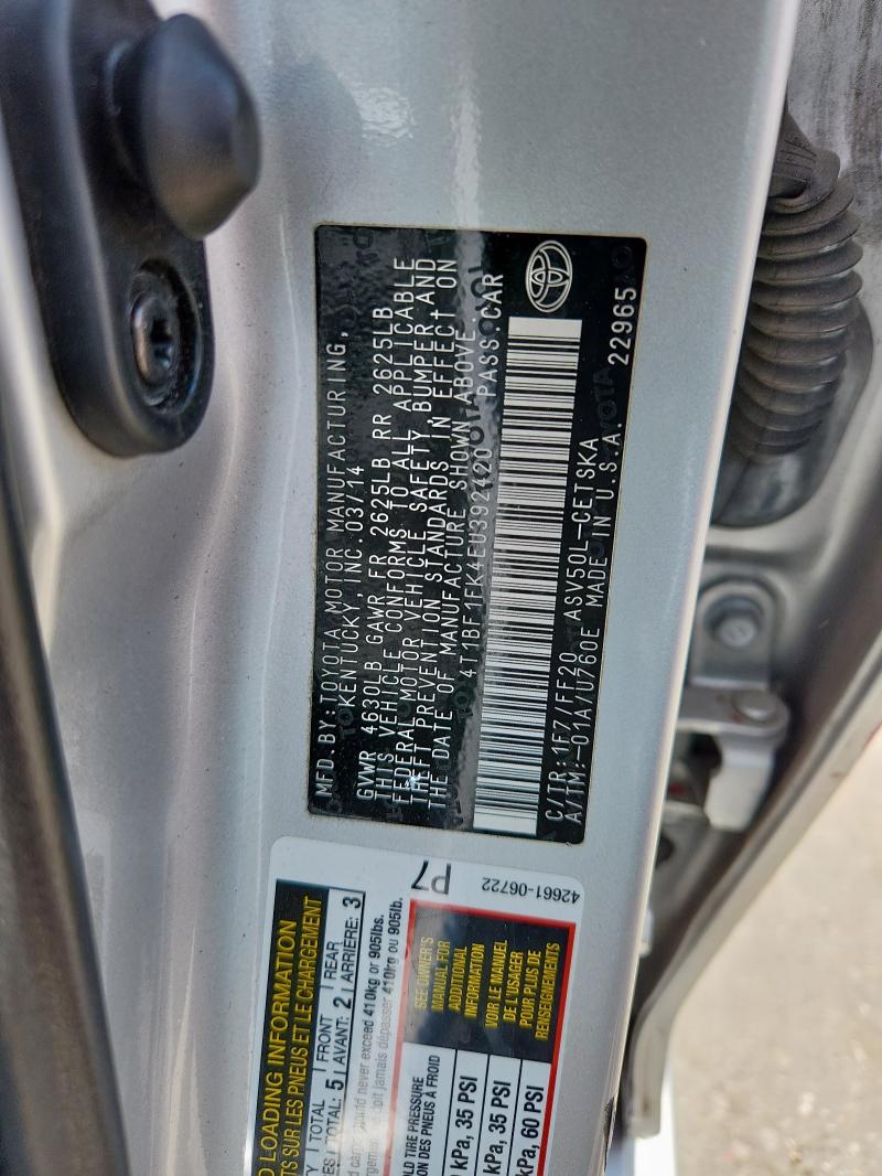 2014 TOYOTA CAMRY L - 4T1BF1FK4EU392420