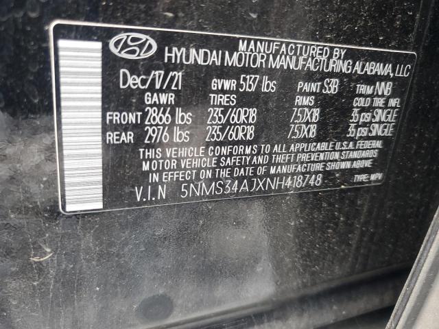 2022 HYUNDAI SANTA FE S 5NMS34AJXNH418748