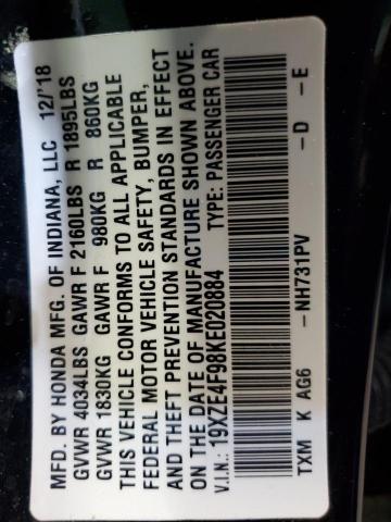 2019 HONDA INSIGHT TO - 19XZE4F98KE020884