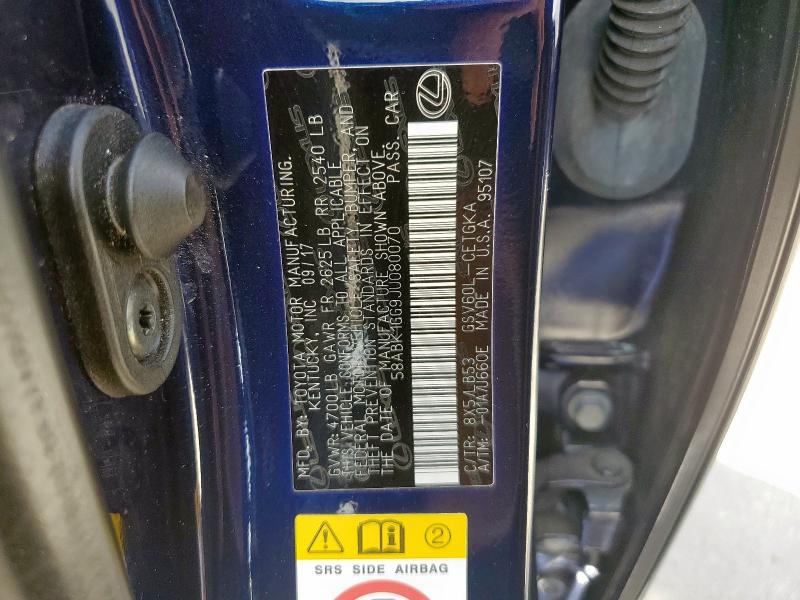 2018 LEXUS ES 350 58ABK1GG9JU080070