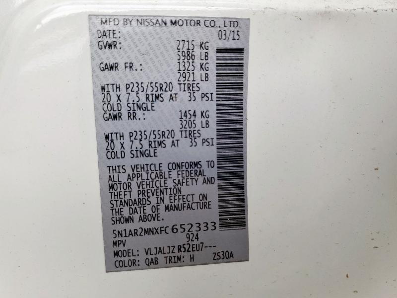 2015 NISSAN PATHFINDER 5N1AR2MNXFC652333