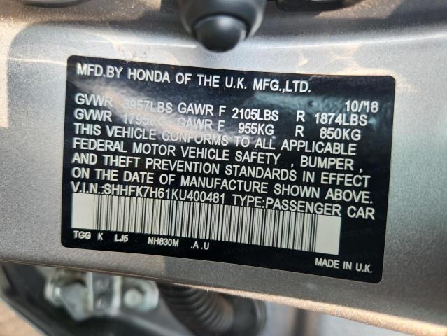 2019 HONDA CIVIC EX SHHFK7H61KU400481