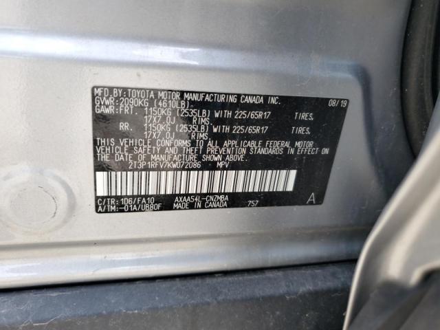 2019 TOYOTA RAV4 XLE - 2T3P1RFV7KW072086