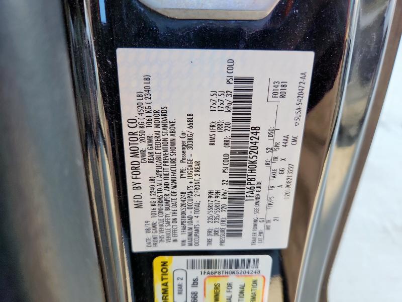 2019 FORD MUSTANG 1FA6P8TH0K5204248