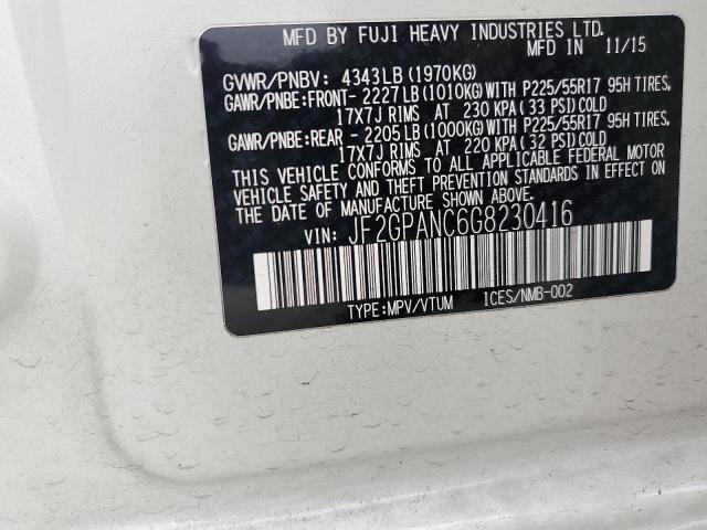 2016 SUBARU CROSSTREK LIMITED JF2GPANC6G8230416
