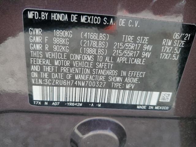 2022 HONDA HR-V EXL 3CZRU6H74NM700327