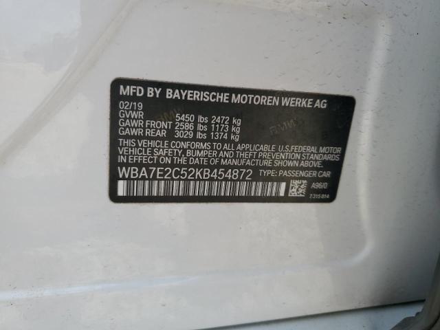 2019 BMW 740 I WBA7E2C52KB454872