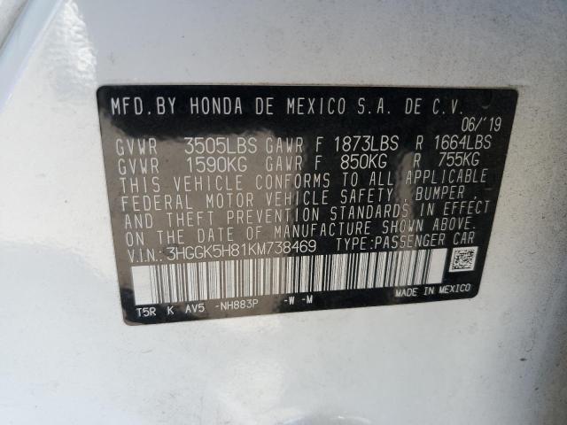 2019 HONDA FIT EX 3HGGK5H81KM738469