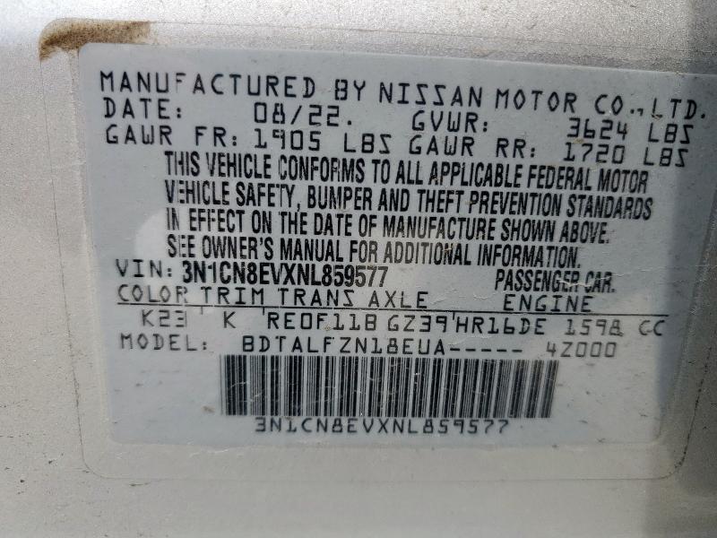 2022 NISSAN VERSA SV 3N1CN8EVXNL859577