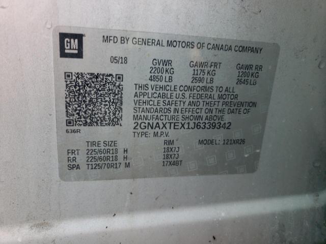 2018 CHEVROLET EQUINOX LT - 2GNAXTEX1J6339342