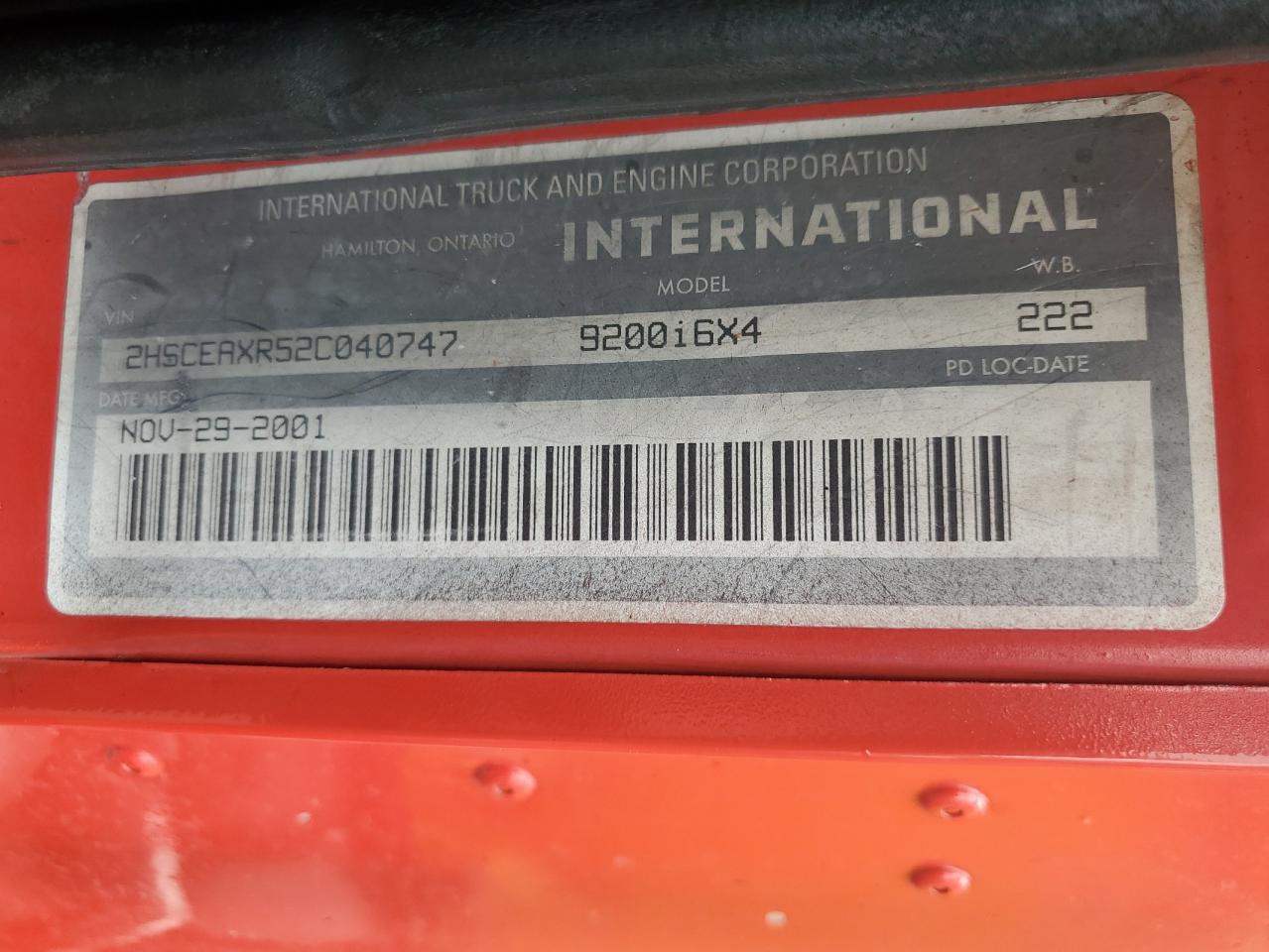 Lot #3296913844 2003 INTERNATIONAL 9200I