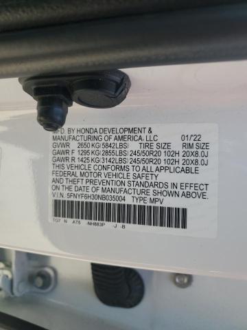 2022 HONDA PILOT SPOR 5FNYF6H30NB035004