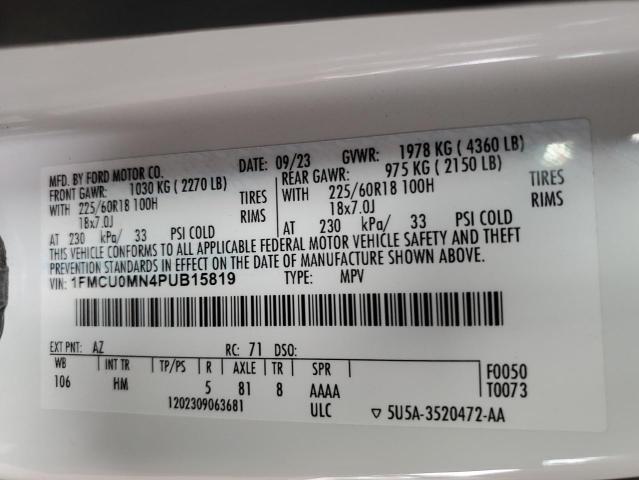 2023 FORD ESCAPE ST 1FMCU0MN4PUB15819