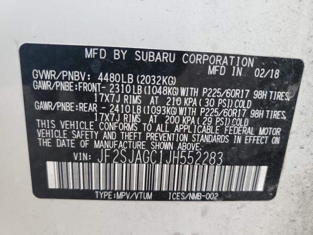 2018 SUBARU FORESTER 2.5I PREMIUM JF2SJAGC1JH552283